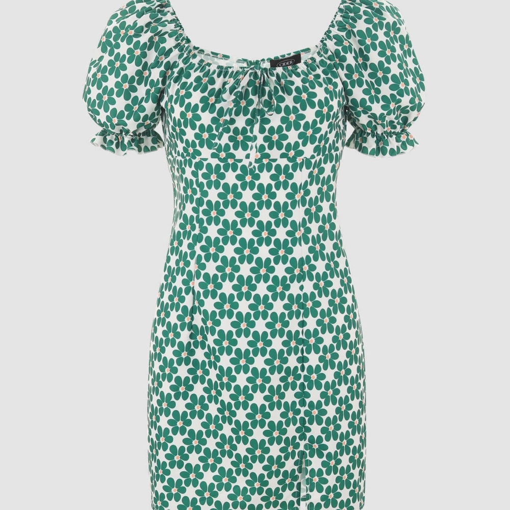 ✨Cider✨ Green floral puff sleeve mini dress - size small